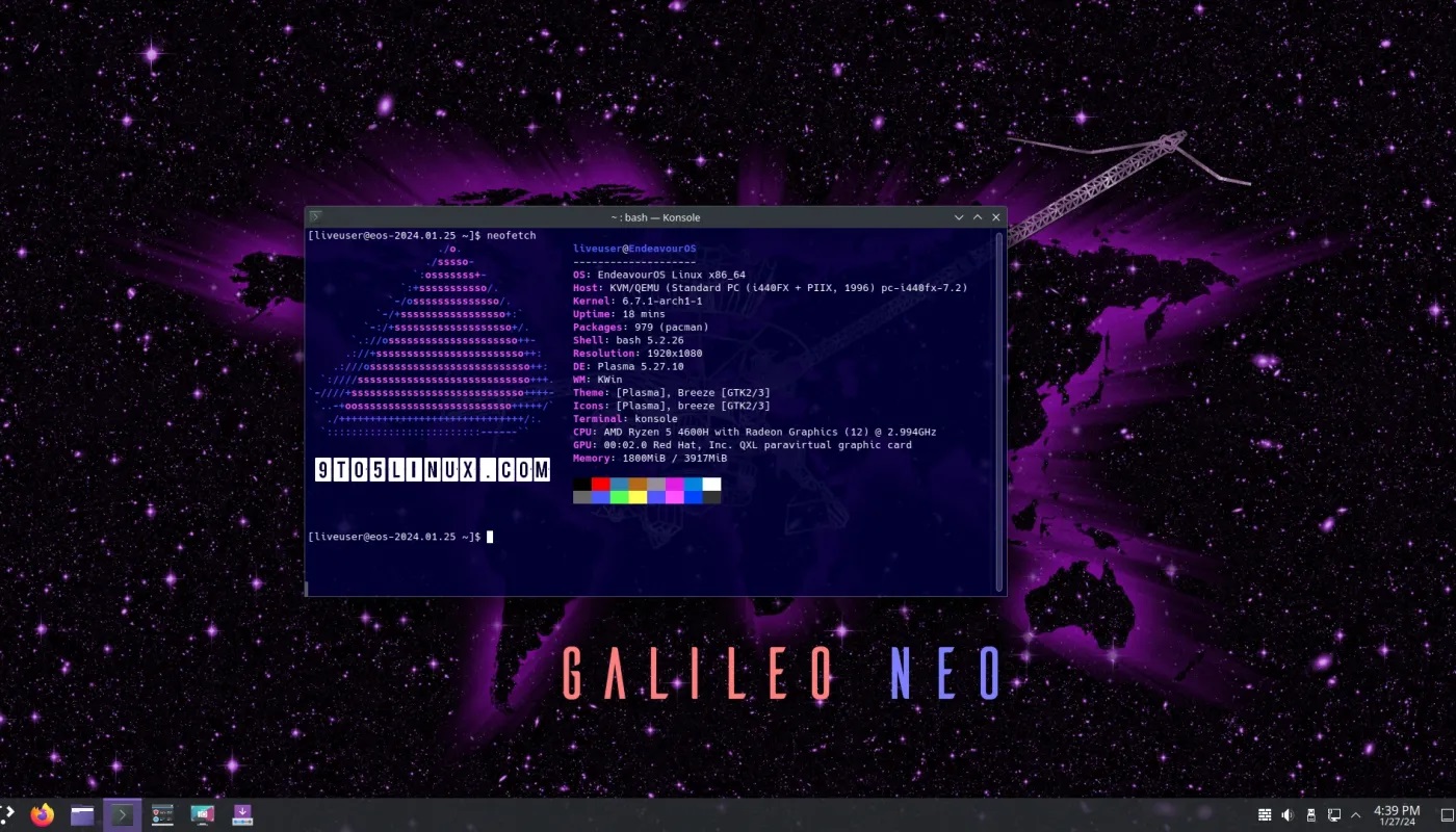 EndeavourOS Galileo Neo发布,采用Linux内核6.7和改进的安装程序