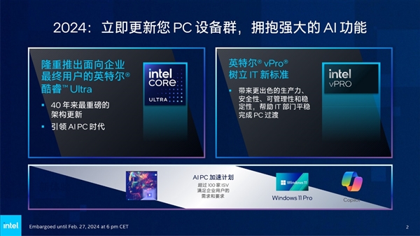 Intel发布全新vPro商用版AI PC：AI专业性能飙升12倍！