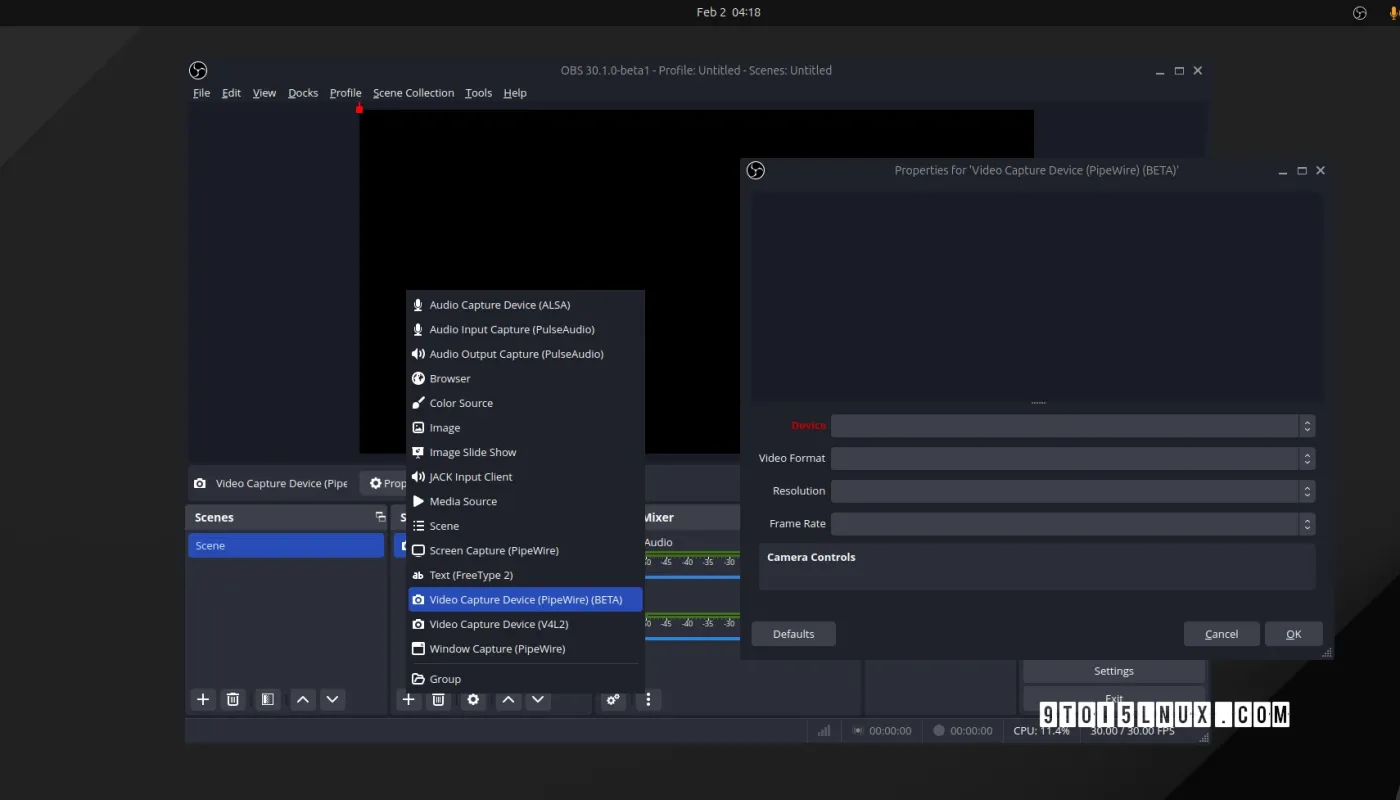 OBS Studio 30.1 发布,为 VA-API 和 PipeWire 摄像机源提供 AV1 支持