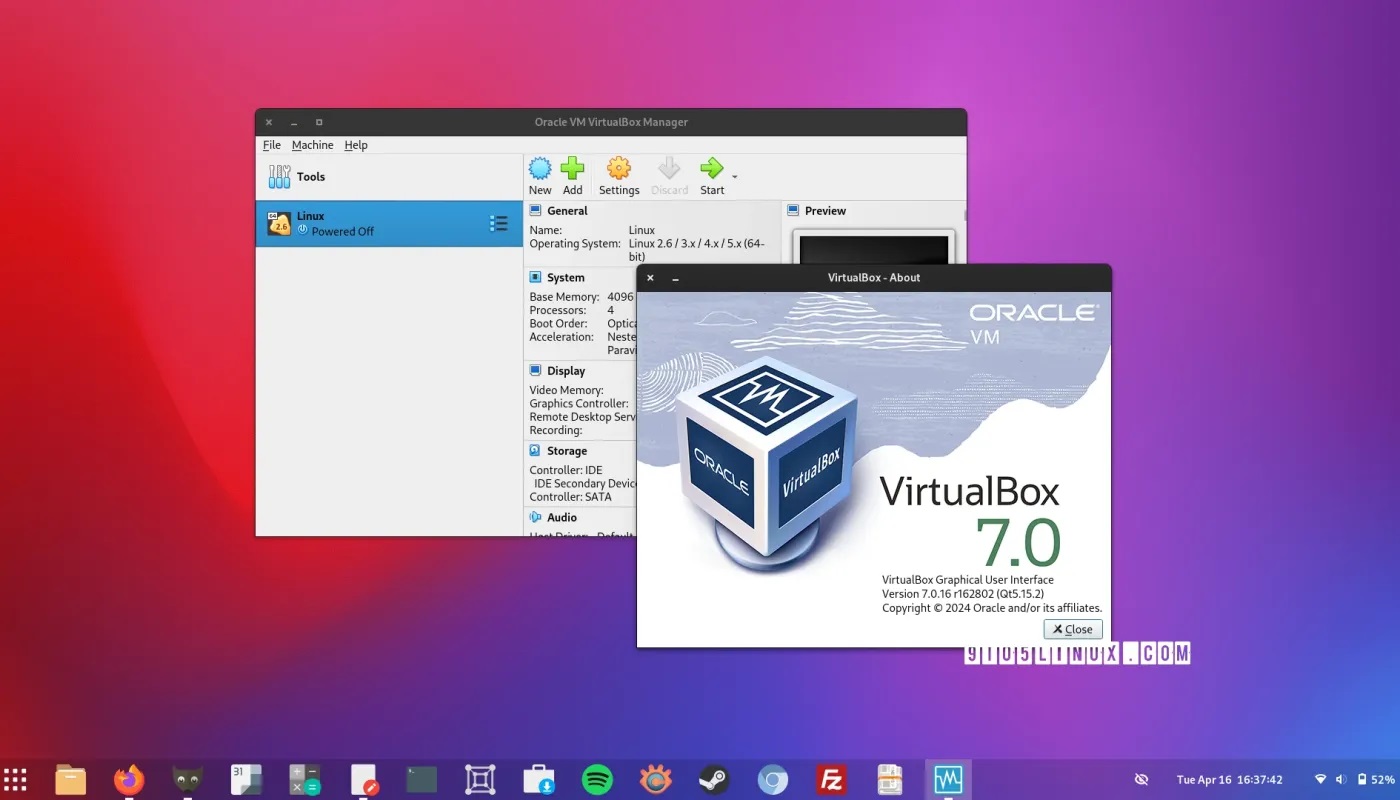 VirtualBox 7.0.16 发布，初步支持 Linux 6.8 和 6.9 内核