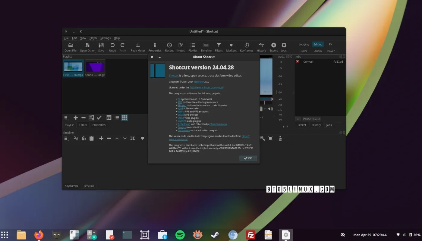 Shotcut 24.04 开放源码视频编辑器发布，带 Ambisonic 编码器过滤器