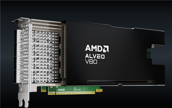 AMD发布全新计算加速卡Alveo V80:自带32GB BHM2E、800G网络