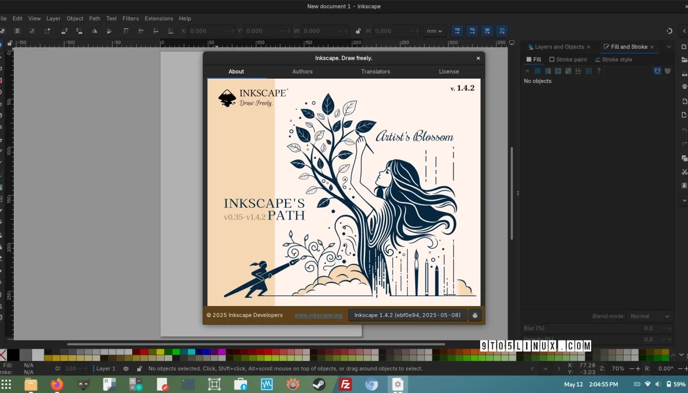 Inkscape 1.4.2添加了对导入矢量/线性曲线文件的初始支持