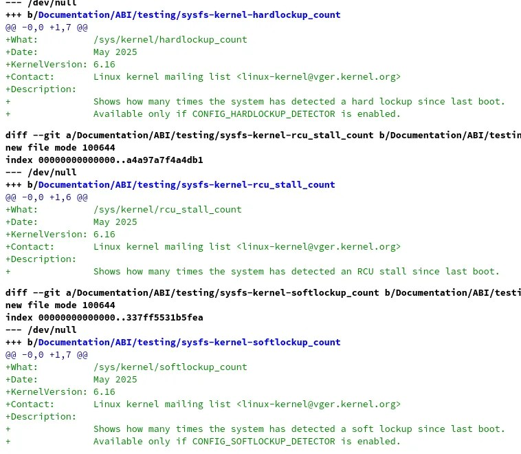 Linux 6.16现在可以方便地报告硬/软锁定和RCU停顿计数
