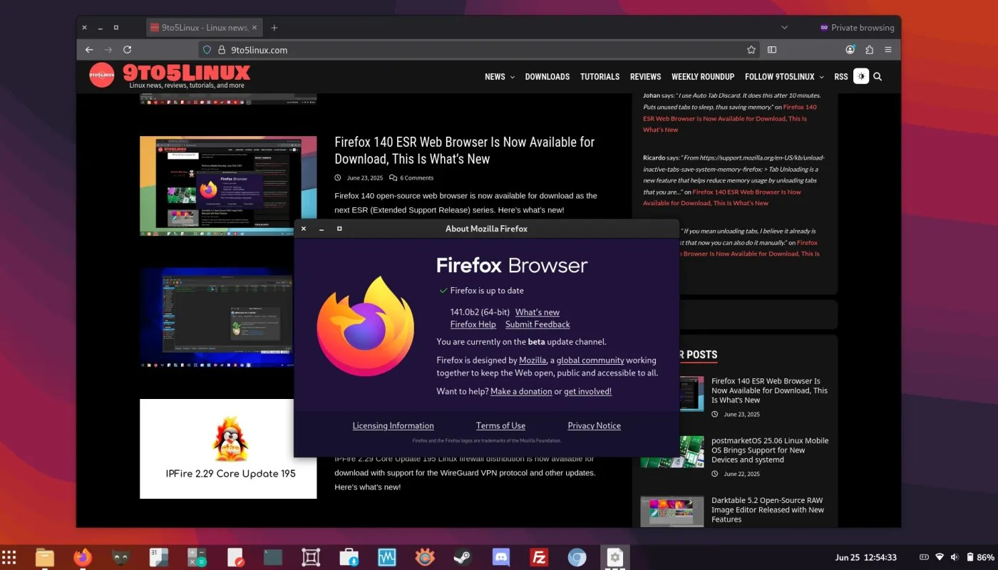 Firefox 141 承诺在 Linux 系统上使用更少的内存，现已推出 Beta 版