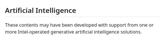 英特尔开源软件开始为生成式 AI 使用添加通知