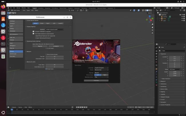 Blender 4.5 LTS发布，包含Vulkan和Wayland的改进和一些优化