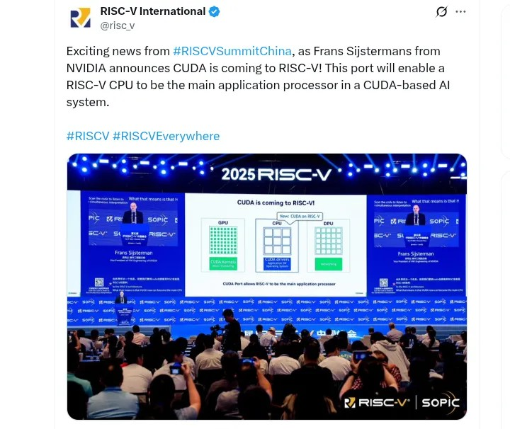 NVIDIA 将 CUDA 引入 RISC-V