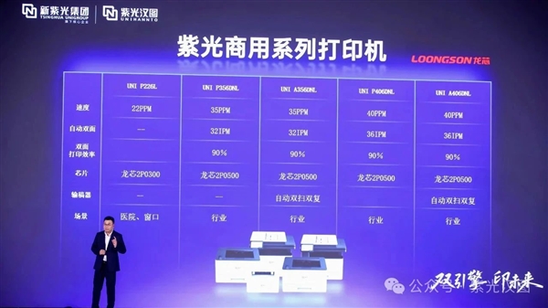 首发龙芯2P0300!紫光汉图一口气发布10款打印机:全部国产芯片