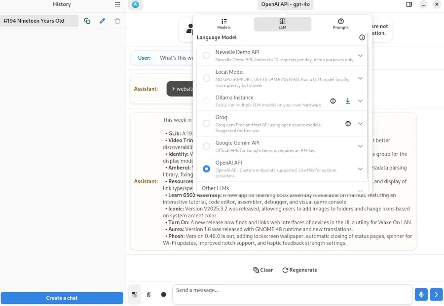 GNOME AI 虚拟助手“Newelle”达到 1.0 版本里程碑