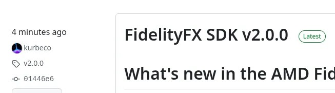 AMD FidelityFX SDK 2.0 发布，包含 FSR 4