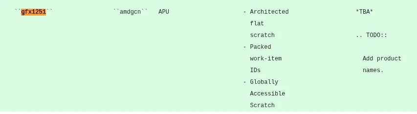 AMD "GFX1251" 目标添加到 LLVM 作为最新的 RDNA 4.5 APU