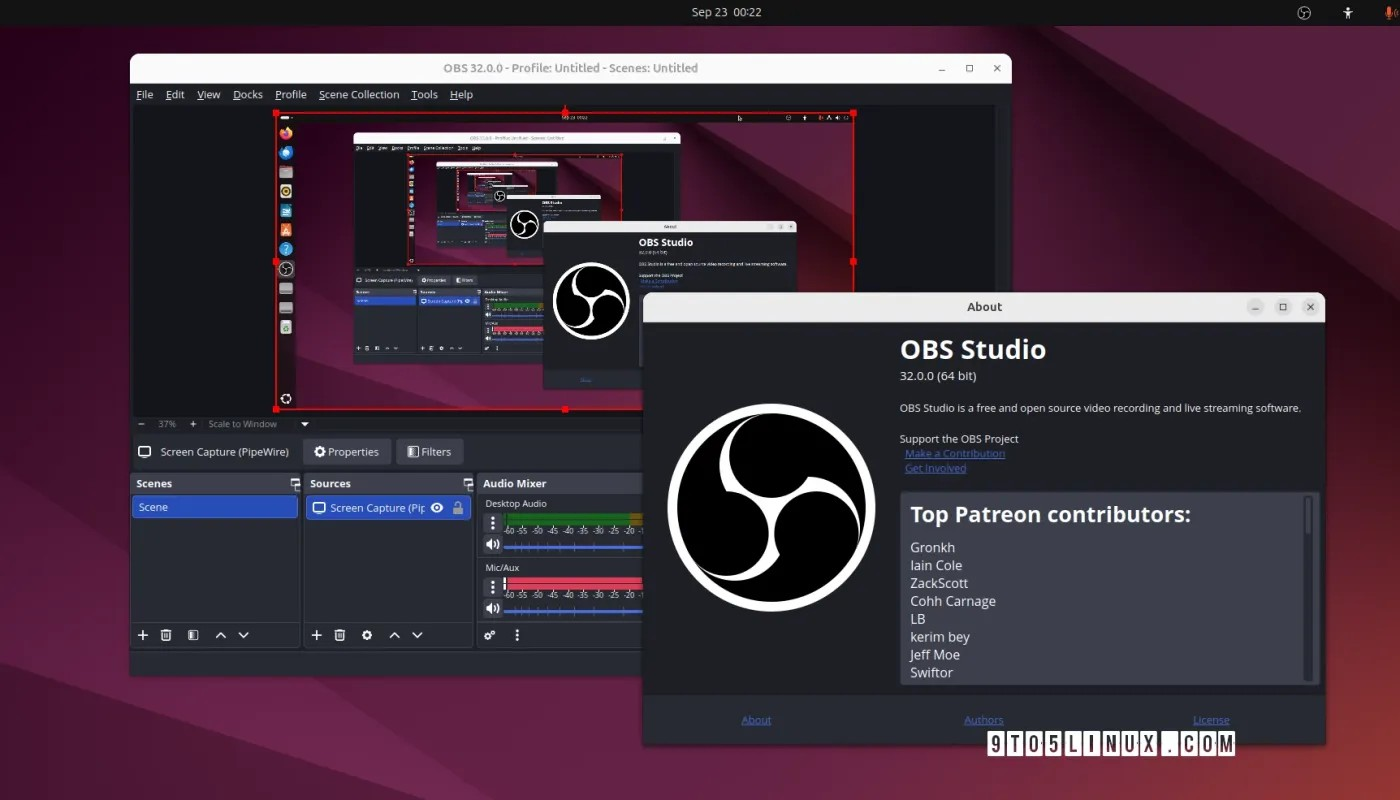OBS Studio 32.0 增加了 PipeWire 视频捕获改进和基础插件管理器
