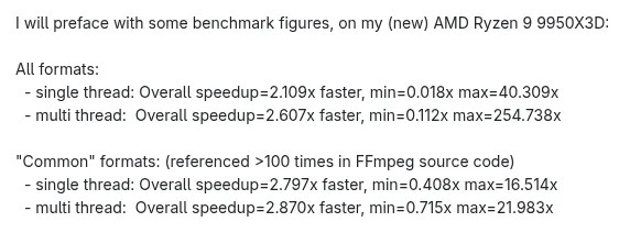 FFmpeg swscale 重写开始落地，整体速度提升 2.6 倍，最高可达 254 倍