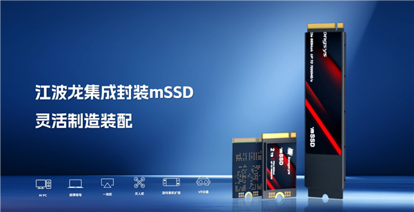 业内首款!江波龙集成封装mSSD发布:最大4TB、最高读速7400MB/s