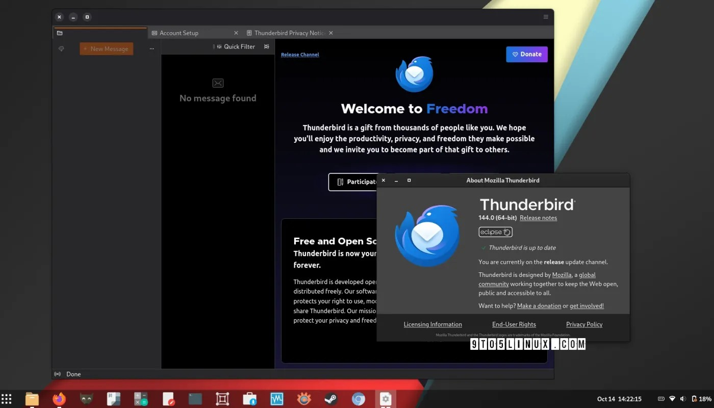 Mozilla Thunderbird 144 更新 Flatpak 运行时为 Freedesktop SDK 24.08