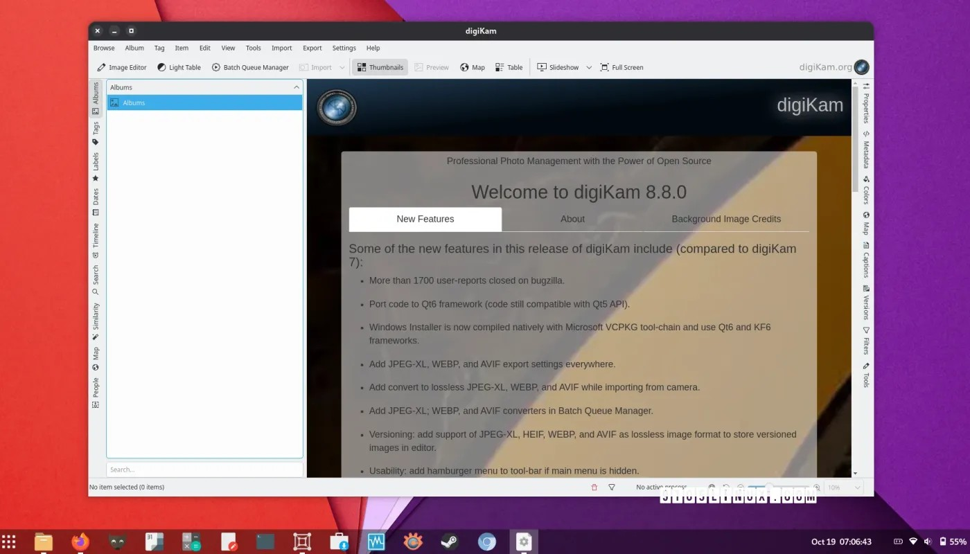 digiKam 8.8 增加了对在 Wayland 上自动使用显示器色彩配置文件的支持