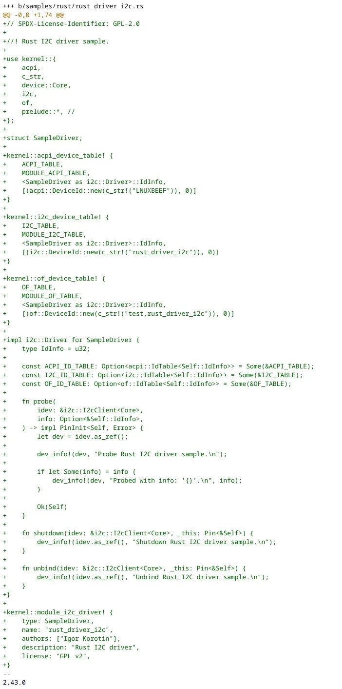 Linux 6.19 将允许您使用 Rust 编写 I2C 驱动程序