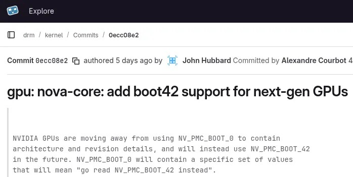 Linux 6.19 Nova 驱动登陆 Boot42 支持下一代 NVIDIA GPU