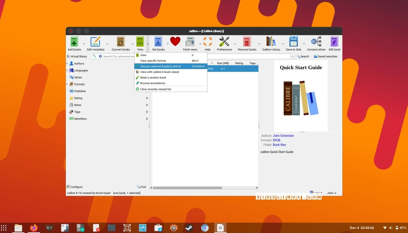 Calibre 8.16 开源电子书管理器新增更多 AI 功能及错误修复