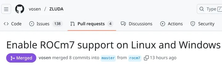 ZLUDA让非NVIDIA显卡也能用CUDA，现已支持AMD ROCm 7