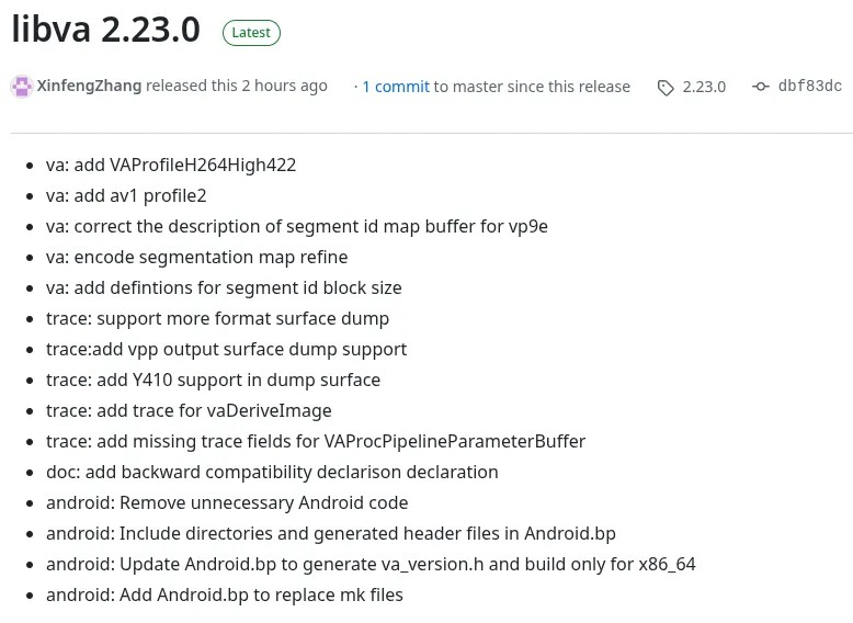 英特尔发布 VA-API libva 2.23 增加 AV1 Profile 2 支持