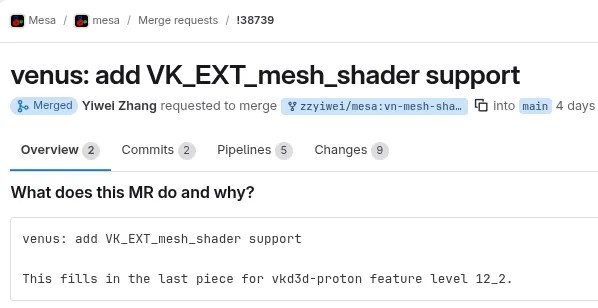Venus Vulkan 驱动在 Mesa 26.0 中实现网格着色器支持