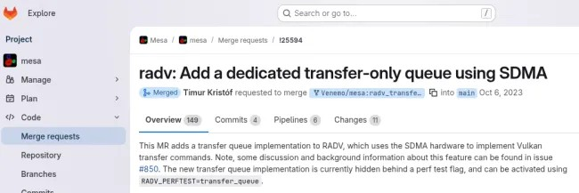 Mesa 26.0 RADV 使用 SDMA 实现专用的传输队列
