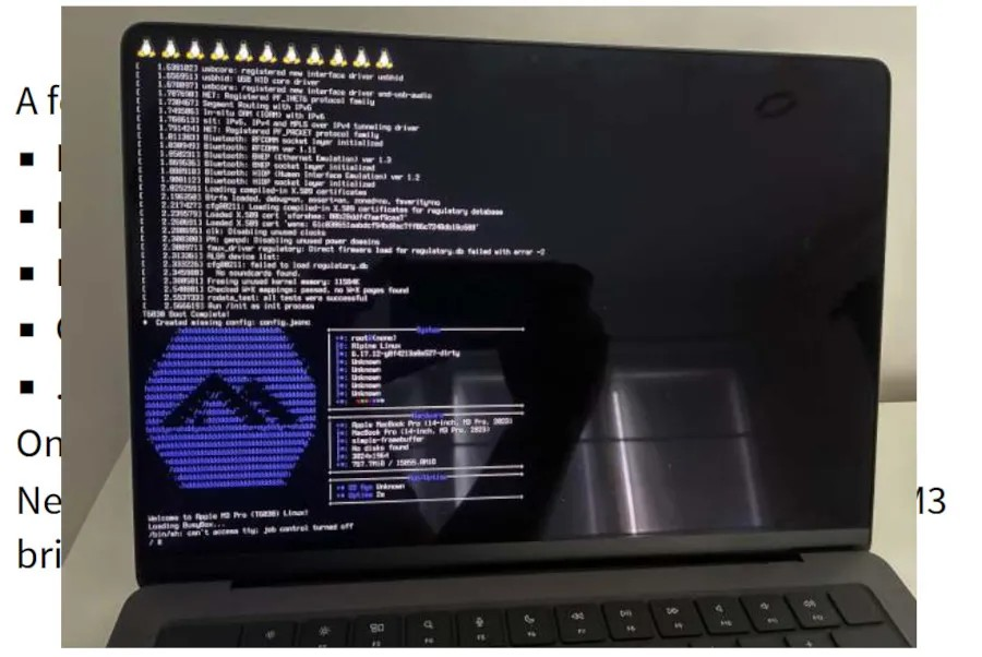 Asahi Linux 有实验性 DisplayPort 代码，Apple M3/M4/M5 的驱动开发仍在进行中