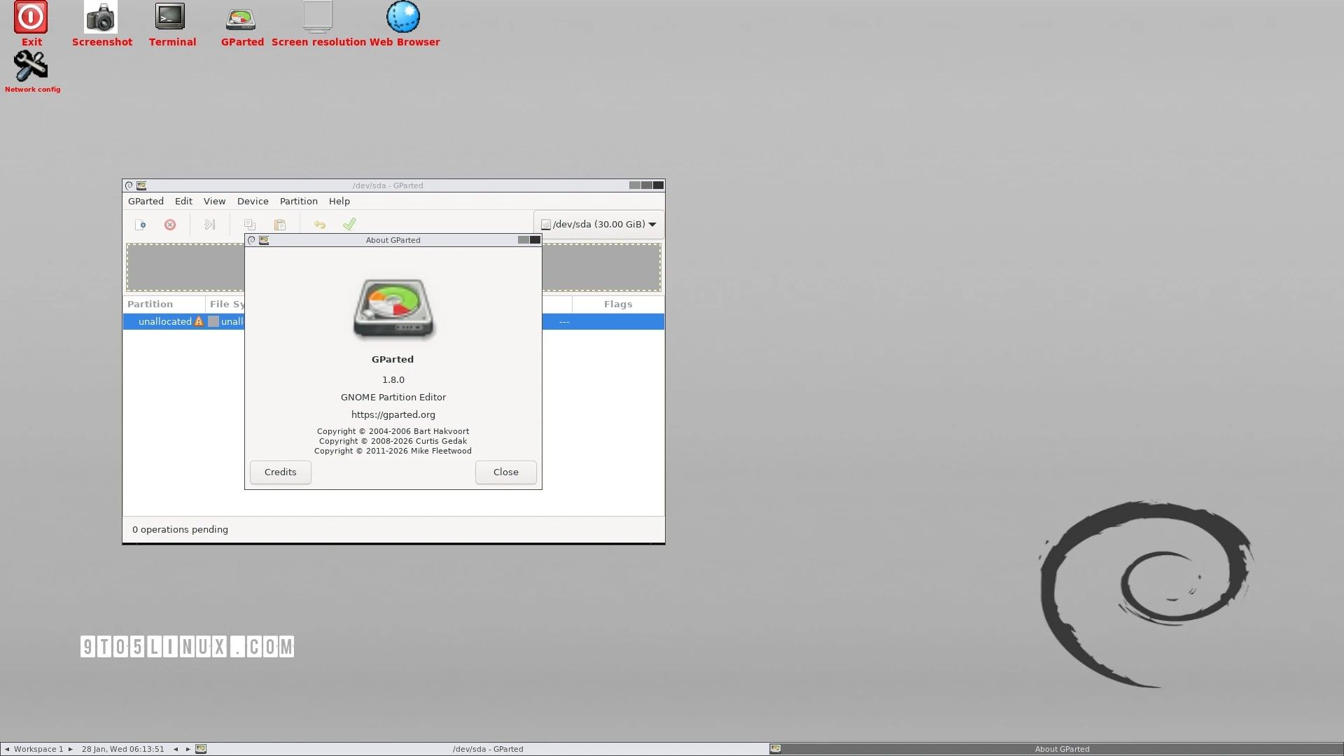 基于 Debian 的 GParted Live 1.8 发布,搭载 Linux 内核 6.18 LTS,GParted 1.8