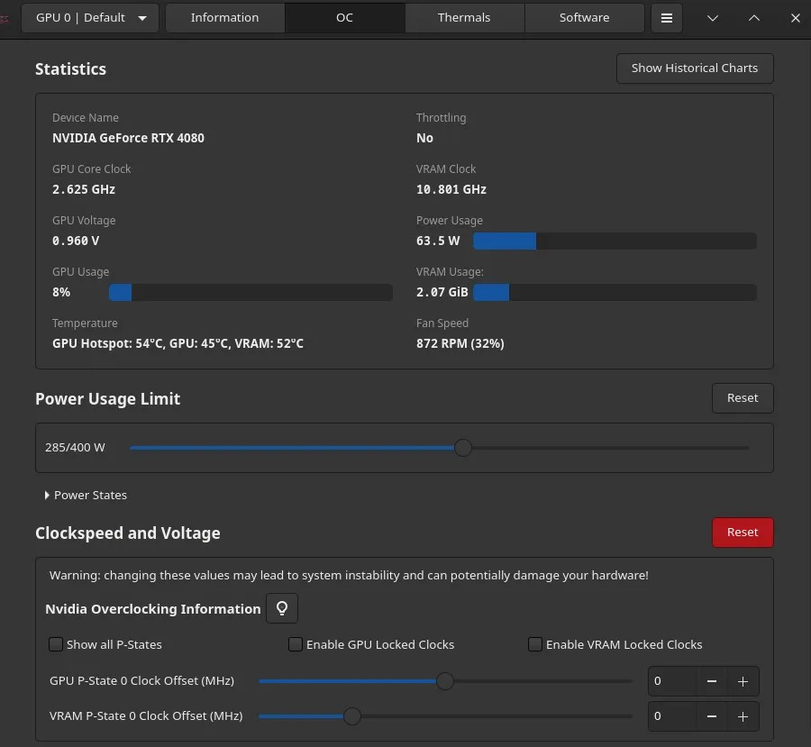 LACT 0.8.4 为 Linux 平台 GPU 带来改进的过载控制界面