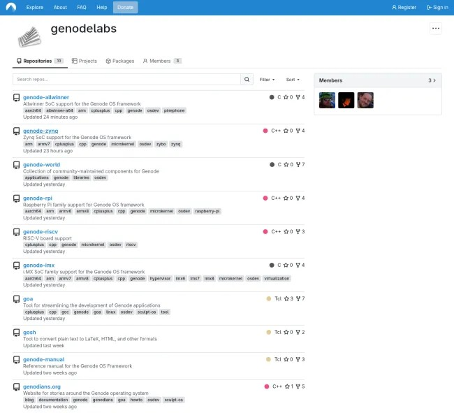 Genode OS 26.02 正在进行从 GitHub 到 Codeberg 的迁移,目前已完成一半