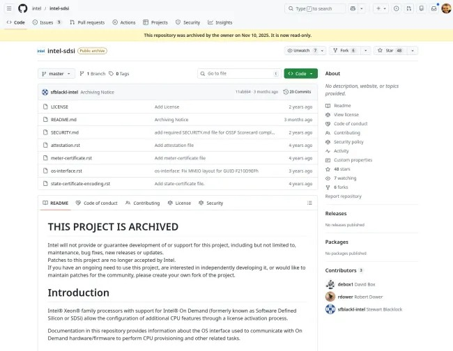 英特尔似乎已悄然停止"按需"软件定义硅