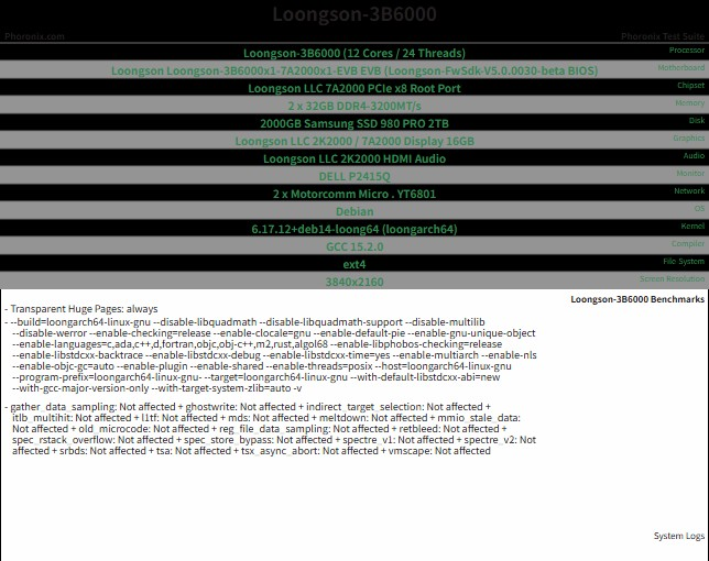 龙芯 3B6000 基准测试：中国龙架构 CPU 与 AMD Zen 5、Intel Arrow Lake 及树莓派 5 的比较